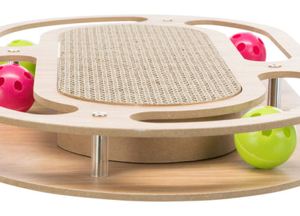 Trixie Kratzpappe mit Spielzeug Katzenminze Holz