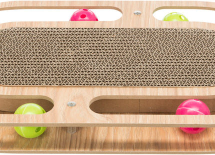 Trixie Kratzpappe mit Spielzeug Katzenminze Holz