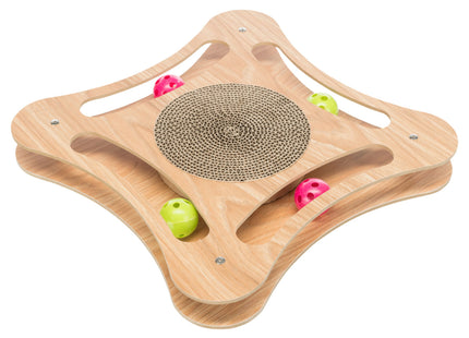 Trixie Kratzpappe Holz mit Spielbällen 35×4×35cm