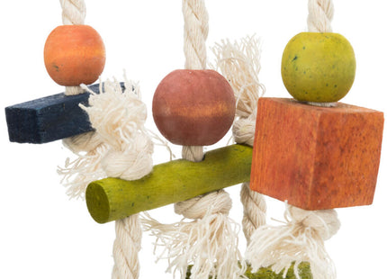 Trixie Holzspielzeug mit Leder und Tau - Vogelspielzeug 24cm