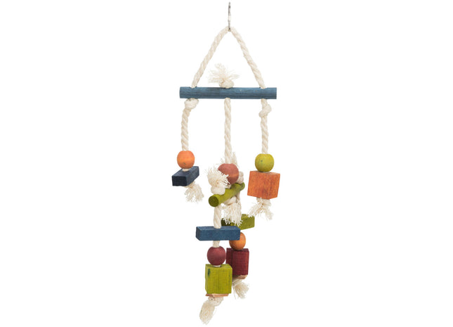 Trixie Holzspielzeug mit Leder und Tau - Vogelspielzeug 24cm