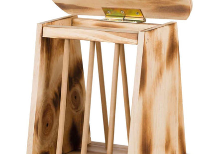 Trixie Heuraufe mit Deckel - geflammtes Holz 25x22x18cm