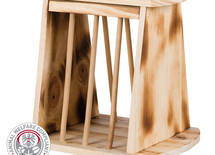 Trixie Heuraufe mit Deckel - geflammtes Holz 25x22x18cm