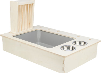 Trixie Futterstation – Holz mit Näpfen und Heuraufe