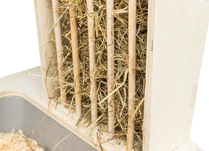 Trixie Futterstation – Holz mit Näpfen und Heuraufe