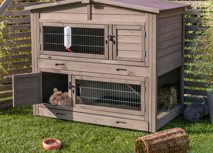 Trixie Natura Kleintierstall - 2-stöckig, grau