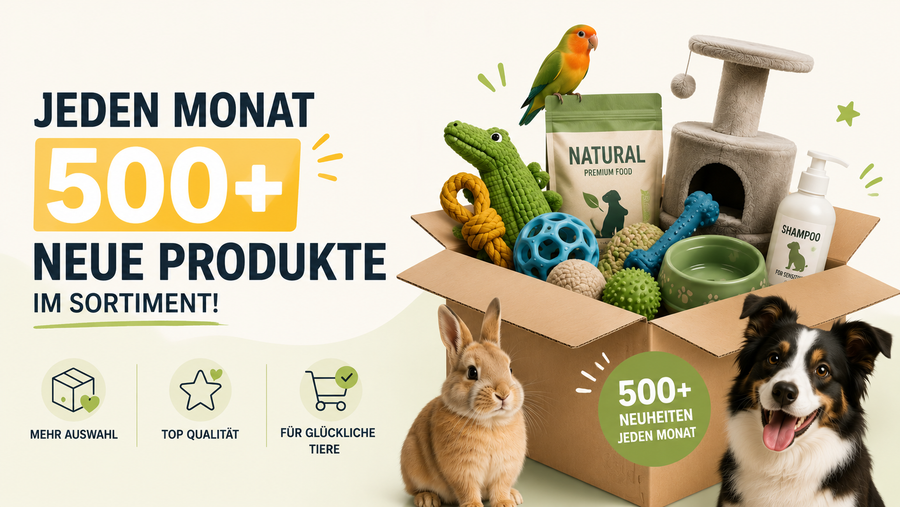 Über 500 neue Produkte jeden Monat – Tierbedarf für Hunde, Katzen, Nager, Vögel, Fische und Reptilien bei Purrfect Pets
