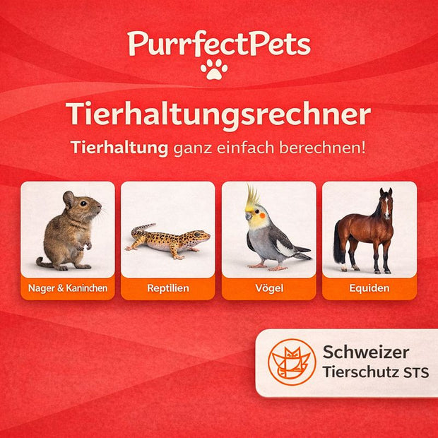 Tierhaltungsrechner des Schweizer Tierschutz STS zur Berechnung artgerechter Tierhaltung für Nager, Reptilien, Vögel und Equiden